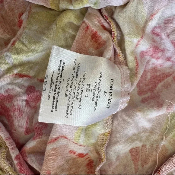 Posh Peanut Citrine Ruffled Cap Sleeve Henley Hi-Low Dress Girls Size 5T - Picture 2 of 2